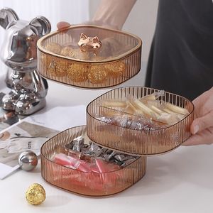 Dishes Plates 2 3 Tiers Table Snack Candy Wedding Party Dried Fruit Storage Tray with Lid Set Home Nut Pastry Box 230320