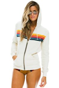 Designer feminino zípe de capuz Women Women Rainbow Capuzes Cardigan com chapéu de chapéu longo