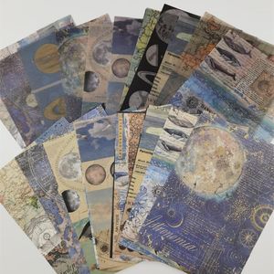 Vintage Mixed Paper Universe Planet Ocean Collage Scrapbooking Journal Material Card Making DIY Retro Creative Memo Stationery