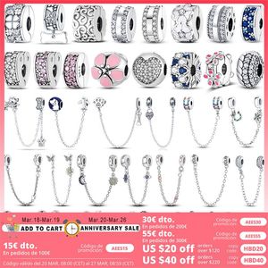 925 charms perline siver per bracciali pandora designer per donna Clip Charms Spacer Beads Stopper Pave CZ