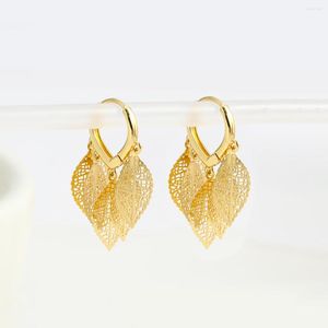 Hoop Earrings Lifefontier Punk Gold Color Leaves Tassel Metal For Women Unusual Hollow Leaf Pendant Earring Party Jewelry Gifts