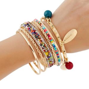 Bangle Re Fashion Gold-Color Crystal Boho Этнический многослойный браслет браслет браслет.