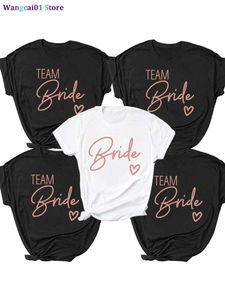 WANGCAI01 Kobiety dla kobiet T-shirt Team Bride Squad T-shirts 2022 Black Hen Party Bachelorette Party White Grey Girl Wedding Tees 0321h23