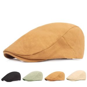 Berets Mens Classic Cotton Golf Driving Beret Cabbie Hat Sboy Button Flat Ivy CapBerets