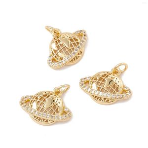 Colares pendentes pandahall 2pcs Earth Brass Micro Pave Claro Charm de Zircônia cubica com anel de salto para colar jóias de colar