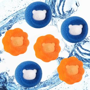 100 Pcs Pet Hair Remover for Laundry Brushes Cute Bear Sponge Clothes Anti-Winding Adsorption Dryer Balls Laundry Reusable Blue/Orange