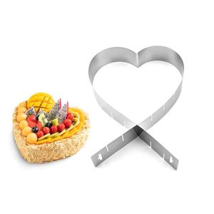 Cake Tools Adjustable Heart-shaped Stainless Steel Mousse Ring DIY Baking Tool Bakery Mouss Cake Ring SN4352