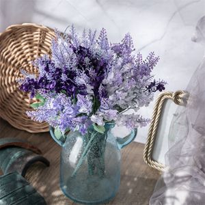 10 Heads Lavender Artificial Flowers Wedding Bridal Bouquet Party Home Living Room Decorative Flowers Garden Decor