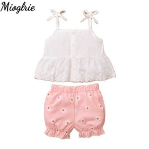 Clothing Sets Sleeveless Baby Girl Clothes Summer 2022 Infant Girl Clothes 2Piece Baby Girl Set for New Born Baby Outfit TeeShorts Z0321