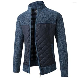 Men's Jackets 2023 Autumn Winter Men's Sweater Jacket Slim Fit Stand Collar Zipper Cardigan Coats Men Solid Thick Warm