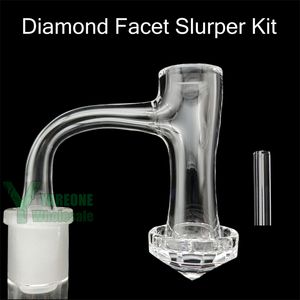 Diamond Facted Base Terp Slurper Banger Quartz Pillar Kit Full Weld Beveled Edge 10mm 14mm 90 Degrees Turp Slurp Dab Nail with a 20mm Quartz Rod YAREONE Wholesale