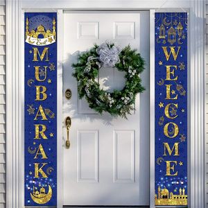 その他のイベントパーティーのサプライ30*180cm Eid Mubarak Ramadan Door Couplet for Muslim eid Mubarak Party Decoration courtain Banner Flag al-fitr Party Supplies 230321