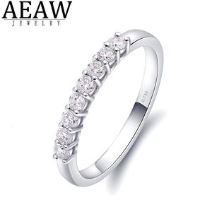 Mit seitlichen Steinen AEAW 14 Karat Weißgold 0,25 ctw 2 mm DF Rundschliff Verlobungshochzeit Lab-Grown-Diamant-Bandring für Frauen 230320