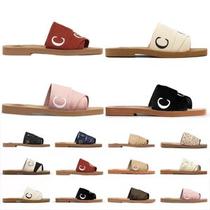 sandali firmati Woody da donna Ciabatte piatte Ciabatte beige chiaro beige bianco nero rosa Pizzo Ciabatte in tela da donna Scarpe da esterno estive da donna