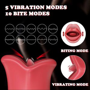 Ny kraftfull bita muntlig vibrator för kvinnors sucker klitoris vibrator kvinnlig bröstvårta vakuumstimulator sexleksaker varor för vuxna 230316