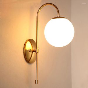 Wall Lamps Nordic Glass Ball Lamp With Gold Copper Base Luminaire Applique Light Fixture Bathroom