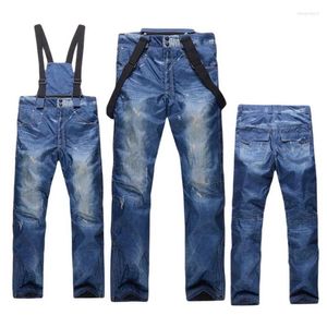 Jeans da uomo 2023 Pantaloni da snowboard da uomo Bretelle Sci Skate da uomo Snow Board Sci termico antivento impermeabile