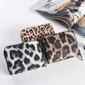 Wallets 2022 New Fashion Women Wallet Small Cute Short Pu Leather Girl Wallets Zipper Purses Leopard Animal Print Card Holder Zip Around G230308