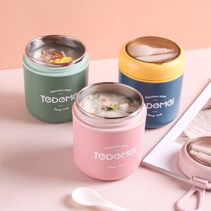 Lunch Boxes 400ml500ml Stainless Steel Soup Cup Thermal Food Container with Spoon Vaccum Insulated Bento for Kids School 230320