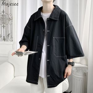 Men's Casual Shirts Half Sleeve Shirts Men Loose Business Large Size 3XL Harajuku High Street All Match Handsome Baggy Korean Fashion Outerwear 230321