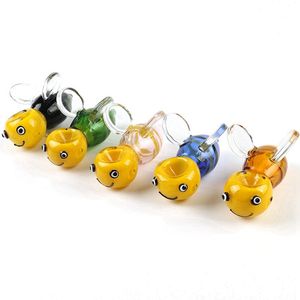 Colorful Queenbee Style Hand Thick Glass Tube Pipes Dry Herb Tobacco Spoon Filter Oil Rigs Handpipes Handmade Portable Easy Clean Bong Smoking Cigarette Holder DHL