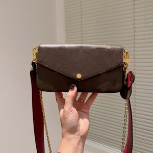 Felicie Pochette Designer Çanta Zarfı Üçüncü Koltuklu Çanta Deri Yüksek kaliteli tek omuz diyagonal zincir çantası