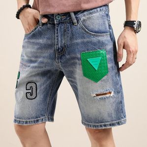 SUMPLE MENS JEANS SHORTS PINTURO RECESSO HI Hi Street Shorts Fashion Fashion Casual Slim Fit Hip Hop Streetwear Shorts para masculino