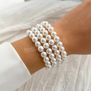 Eleganckie warstwowe perełki perłowe bransoletki dla kobiet modne szerokie koraliki łańcuchy dłoni 2023 Modna biżuteria Akcesoria Dziewczyny