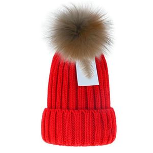 Big Boys Girls Brand Hats Caps Men Women Fox Hair Ball Wool Knitted Hat Warm in Autumn And Winter Fashion Beanie