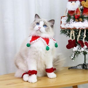 Obroże dla psów świąteczne urocze kot czysty ręcznie tkany bandana śliniak szalik pięcioramienne gwiazdy kołnierz akcesoria
