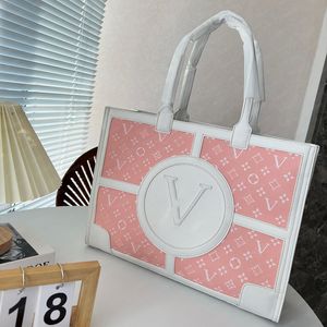 Luxurys Designer-Taschen, Tragetaschen, besticktes Muster, Top-Qualität, originelle Tragetaschen, Stickerei, große lässige Einkaufstasche, Handtasche, Geldbörse, Geldbörse, Umhängetasche, Blumenrosa