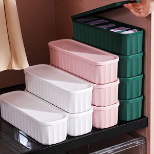 Pudełka do przechowywania Pojemniki 5 Girds Skarpetki Metki bielizny pudełka do przechowywania z pokrywką szuflady Divider Bins Organizator garderoby Stackable Case Organizacja domowa 230321