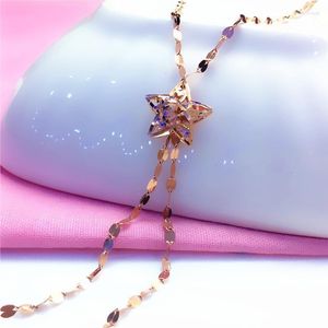 Kedjor 585 Purple Gold Star Tassel Necklace vackert pläterat 14K Rose Glamour Sweet Engagement Women's Jewelry