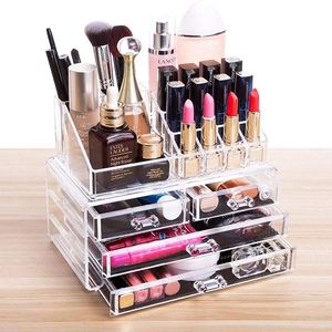 Storage Boxes Bins Acrylic Transparent Makeup Drawer Organizer Desktop Cosmetic Storage Box Lipstick Jewelry Make Up Brush Holder Storage Cases 230321