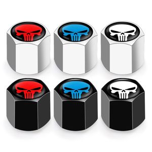 100 sets/lot skull logo Car Tire Valve Stem Cap belt key ring Exterior Other Exterior Accessories Auto Wheel Tyre Air Cap Stems Cover metal dust proof cap