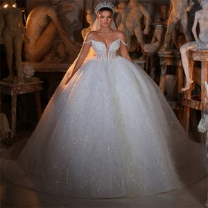 Gorgeous Ball Gown Wedding Dresses Off the Shoulder Transparent Leaves Applicants High Waist Chapel Gown Custom Made Bridal Gown Vestidos De Novia