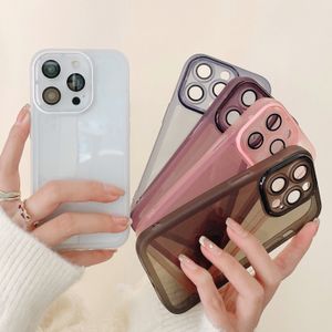 Matte Translucent Ultra Thin Shockproof TPU Cases For iPhone 15 14 13 12 11 Pro Max 14Plus Clear Frosted Armor Skin Cover With Camera Metal Lens Glass Film Protection
