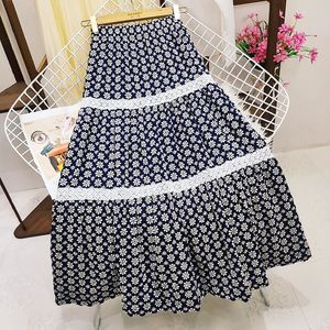 Skirts Hollowedout Embroidered Floral Cotton Long Boho Spring Sweet White Aline Pleated Ankle 230321