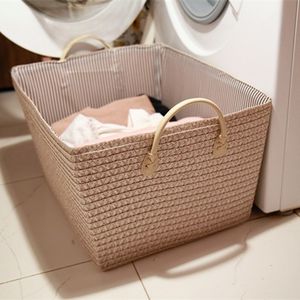 Storage Boxes Bins Rectangular Woven Basket Organzier Handmade storage Baskets Reusable Sundries Book Toys Storage Box Home Organizer Box 230321