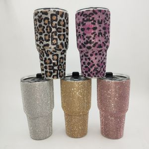 Vattenflaskor 600 ml/900 ml Sparkling Diamond Thermos flaska Rostfritt stål Vattenflaska för bil Hemma Portable Tumbler Cup 230320