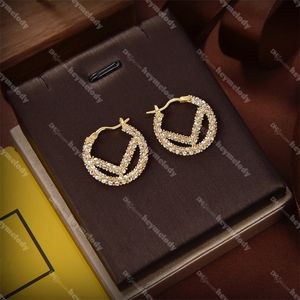 Newest Full Diamond Circle Studs Crystal Hoop Earrings Rhinestone Round Earring Eardrops Steel Seal Gold Dangler With Box