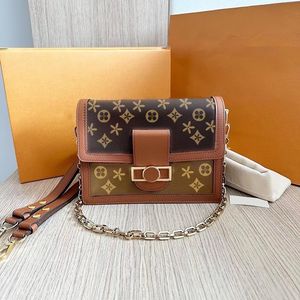 Oryginalna skóra M45959 torebka torba na ramię Kobiet 2 Rozmiar Dauphine moda Messenger Clutch Torby M45958 Luksusowe mężczyzn Portfel Designer Chain Tote Cosmetic Crossbody Bag