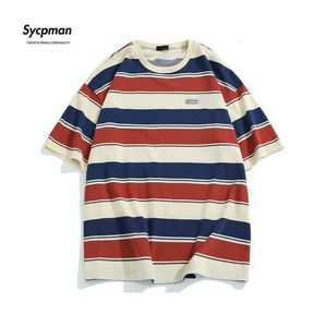 Men's T-Shirts and women caual thirt Spring Summer Breathable New Looe Contrat Color Short Sleeve Main Pair Striped T-Shirt For And Women In 2022 Year