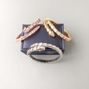 Armbänder Armreif Designer Kollektion Stil Schmuck Damen Damen Fassungen Volldiamant vergoldet Goldfarbe Einzelkreis Schlange Schlangenartige Dinnerparty