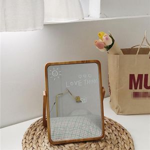 Mirrors Cutelife INS Wood Standing Make-up Glass Mirror Decorative Dressing Small Nordic Table Vintage Bedroom Living Room