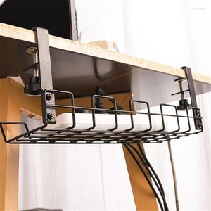テーブルストレージラックの下のフックオーガナイザー炭素鋼バスケットシェルフ多機能安定したワイヤーハンギング調整可能なデスクボトム