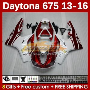 Motocicletas para Daytona 675 675R 2013-2016 Trabalho para o corpo 166no.18 Daytona675 13 14 15 16 Corpo branco vermelho Daytona 675 R 2013 2014 2015 2016 OEM Moto Fairing Kit