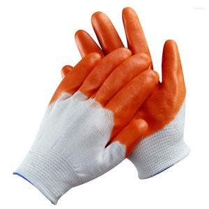 Guanti sportivi Lavoro agricolo PVC Colla gialla Guanto in silicone Protezione del lavoro Cotone protettivo per immersione resistente all'olio