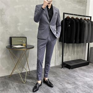 Ternos masculinos 2023Business Casual Suit de versão coreana masculina do profissional de casamento do noivo no Reino Unido Slim Solid Color Small