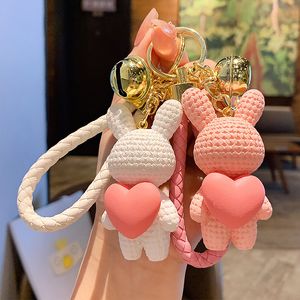 Keychains Lanyards Fashion Style Ins Trend Knitted Heart Rabbit Pendant Car Keychain Bag Decoration Jewelry Accessories Creative Holiday Gifts